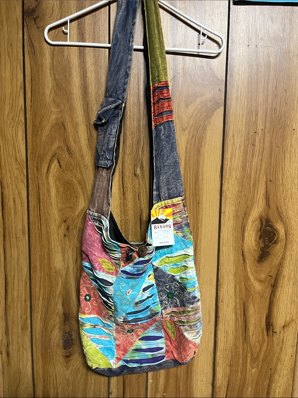 Multi‑Color Patchwork Canvas Crossbody Bag